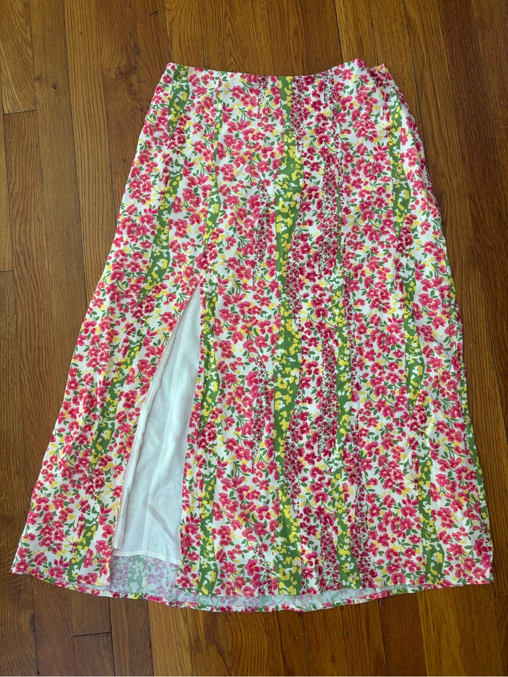 Anthropologie Floral Maxi Skirt in White, Pink & Green